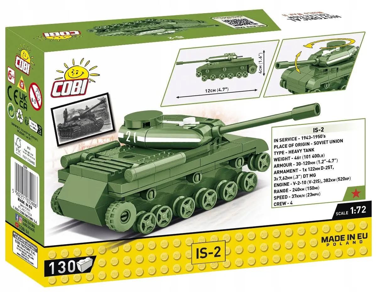 Klocki Cobi 3098 Czołg IS-2 Hc WW2 130 El. Płytka