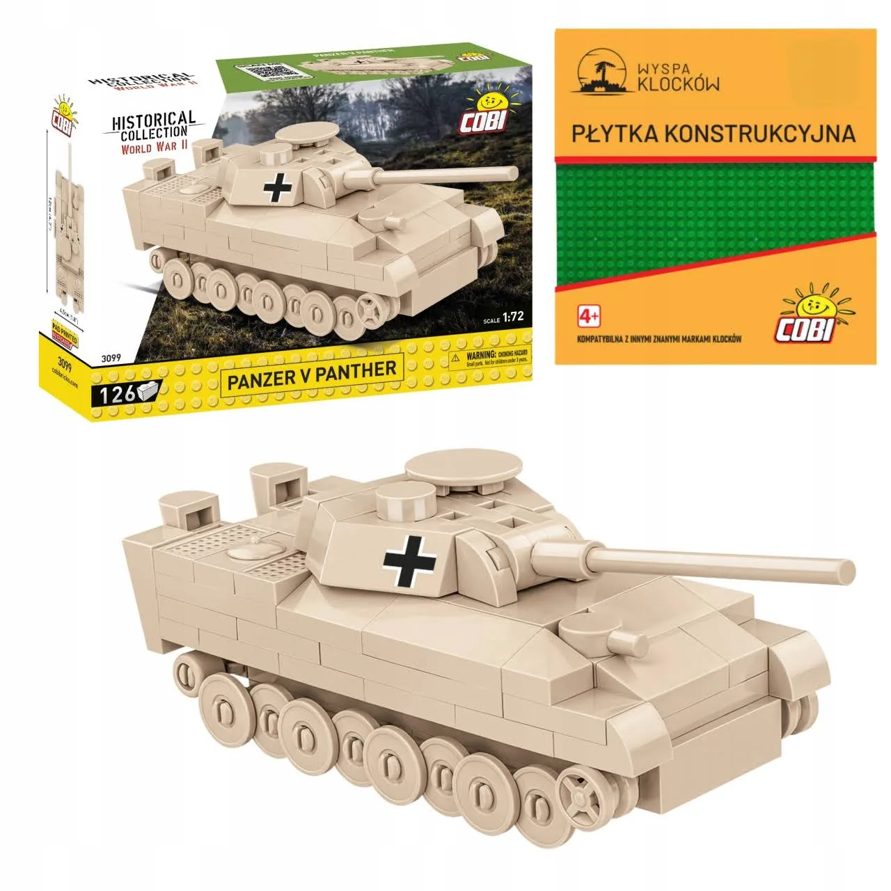 Klocki Cobi 3099 Czołg Panzer V Panther Hc WW2 126 El. Płytka