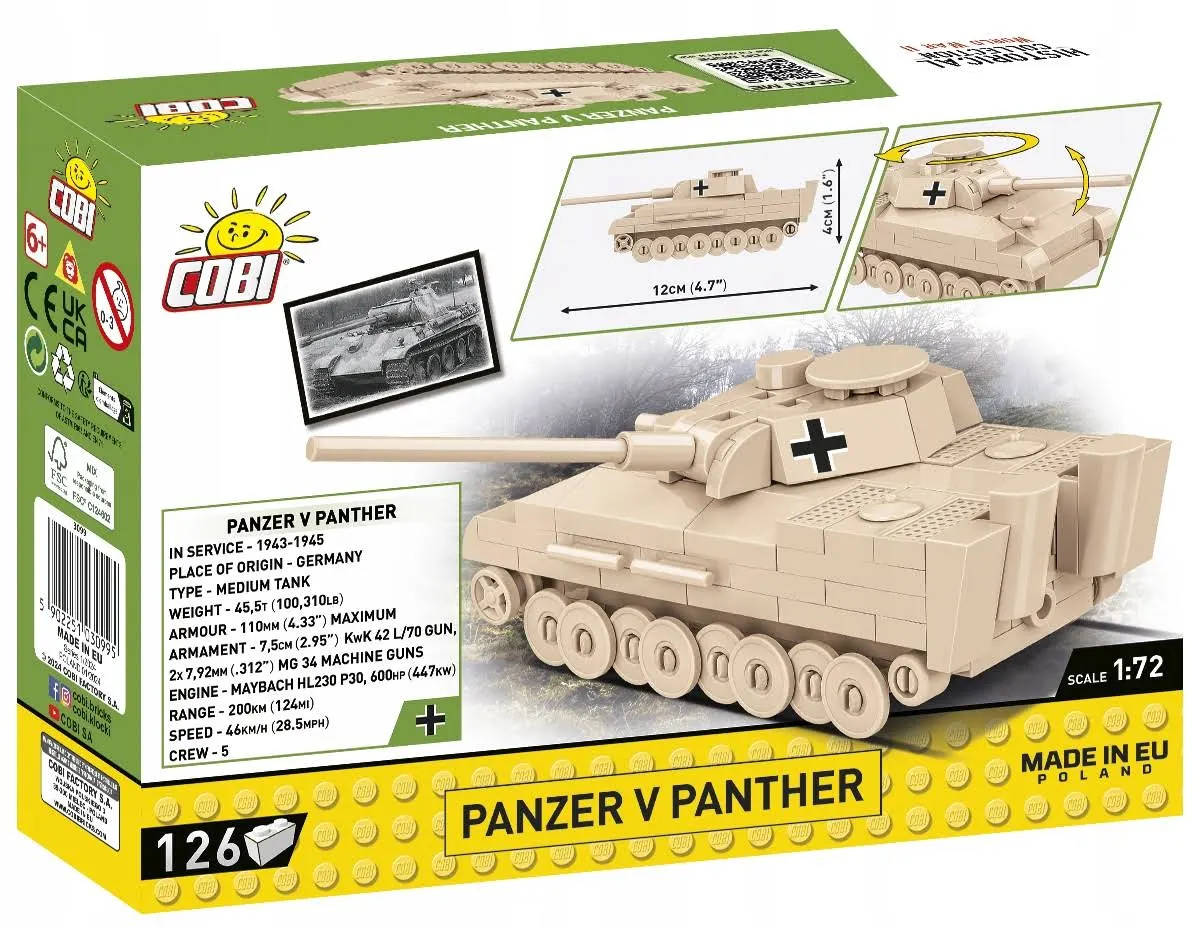 Klocki Cobi 3099 Czołg Panzer V Panther Hc WW2 126 El. Płytka