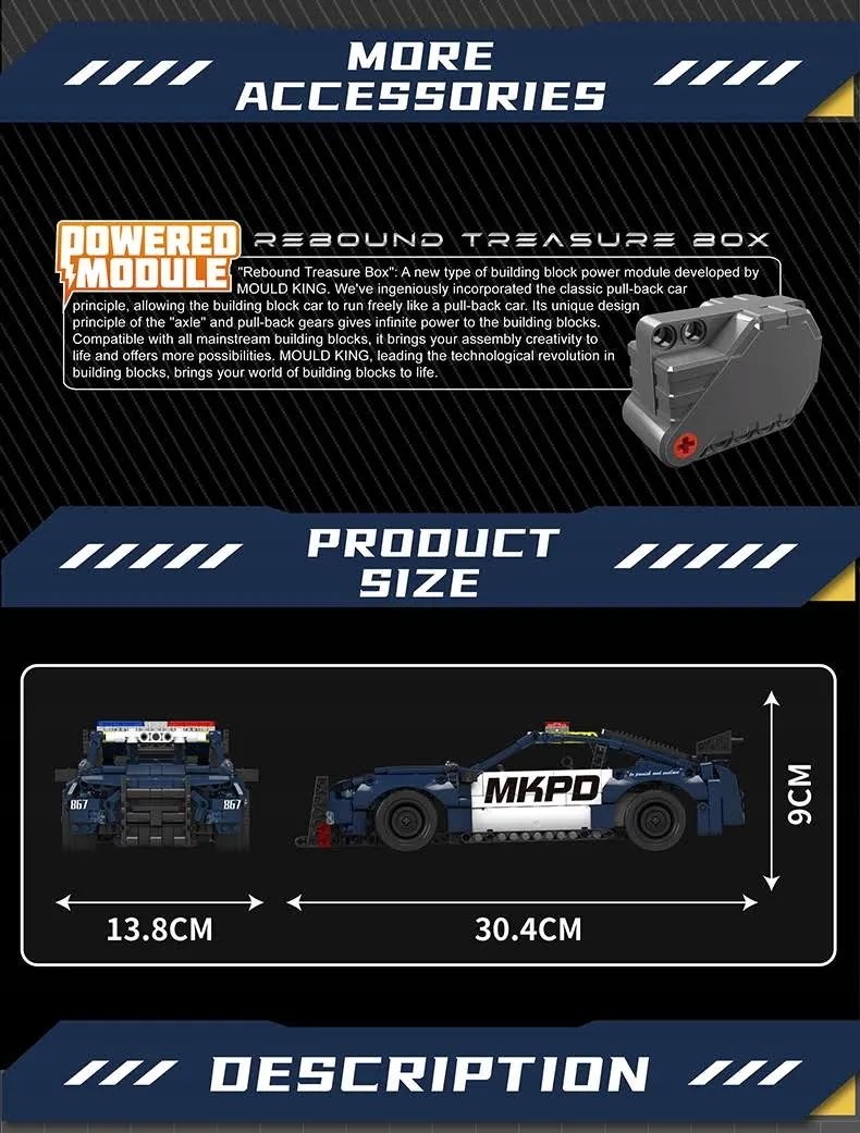 Mould King Klocki Policja Mustang Do Złożenia Radiowóz Zestaw Klocków Konstrukcyjnych - Klocki na Ceneo.pl