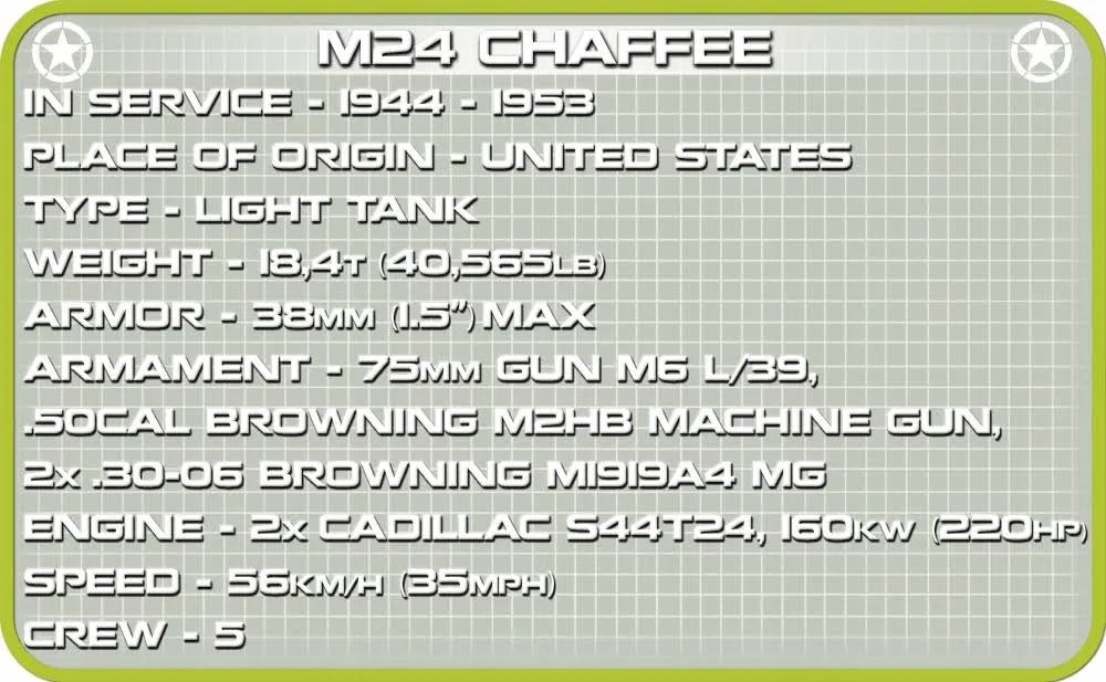 Klocki Cobi 2543 Czołg M24 Chaffee 590 El. 2 Figurki I Płytka Konstrukcyjna