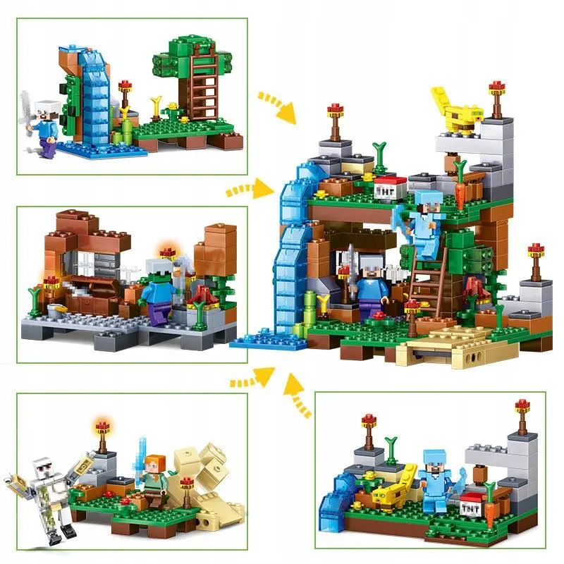 Klocki Minecraft 4w1: Dżungla z Ocelotem – Zestaw 378 Elementów