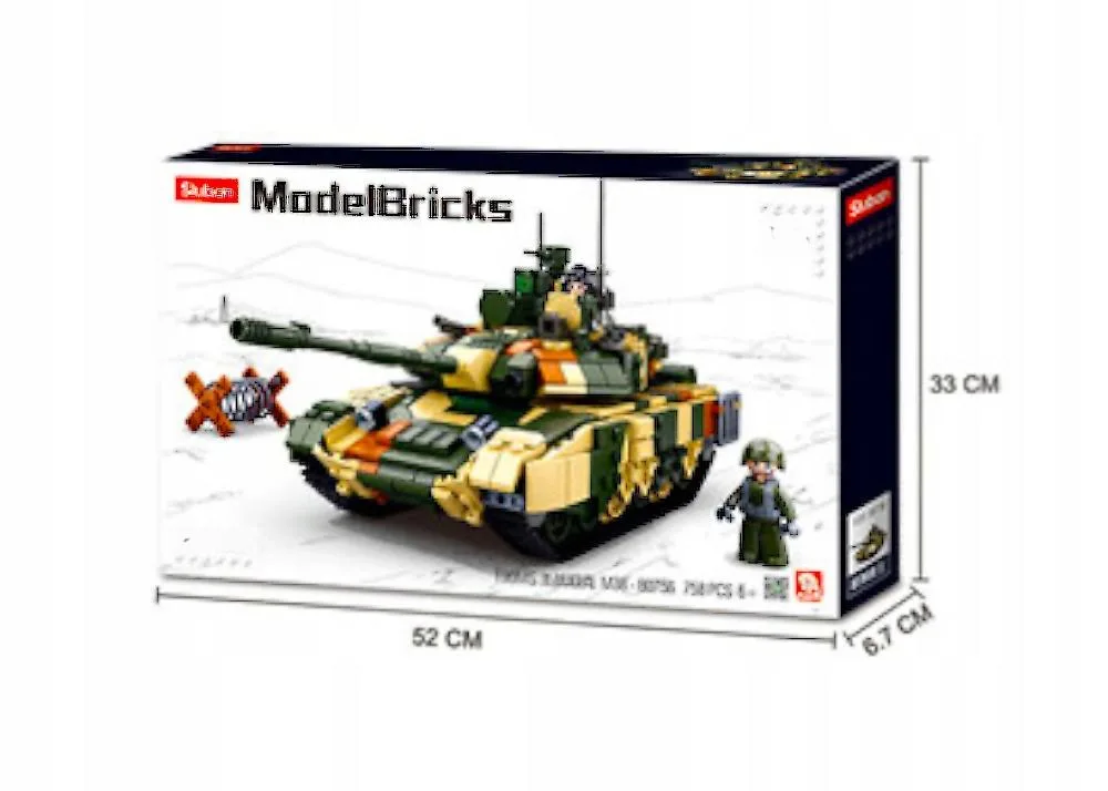 KLOCKI WOJSKO CZOŁG ROSYJSKI T-90 MS MASKOWANIE WOJSKO FIGURKA + BROŃ