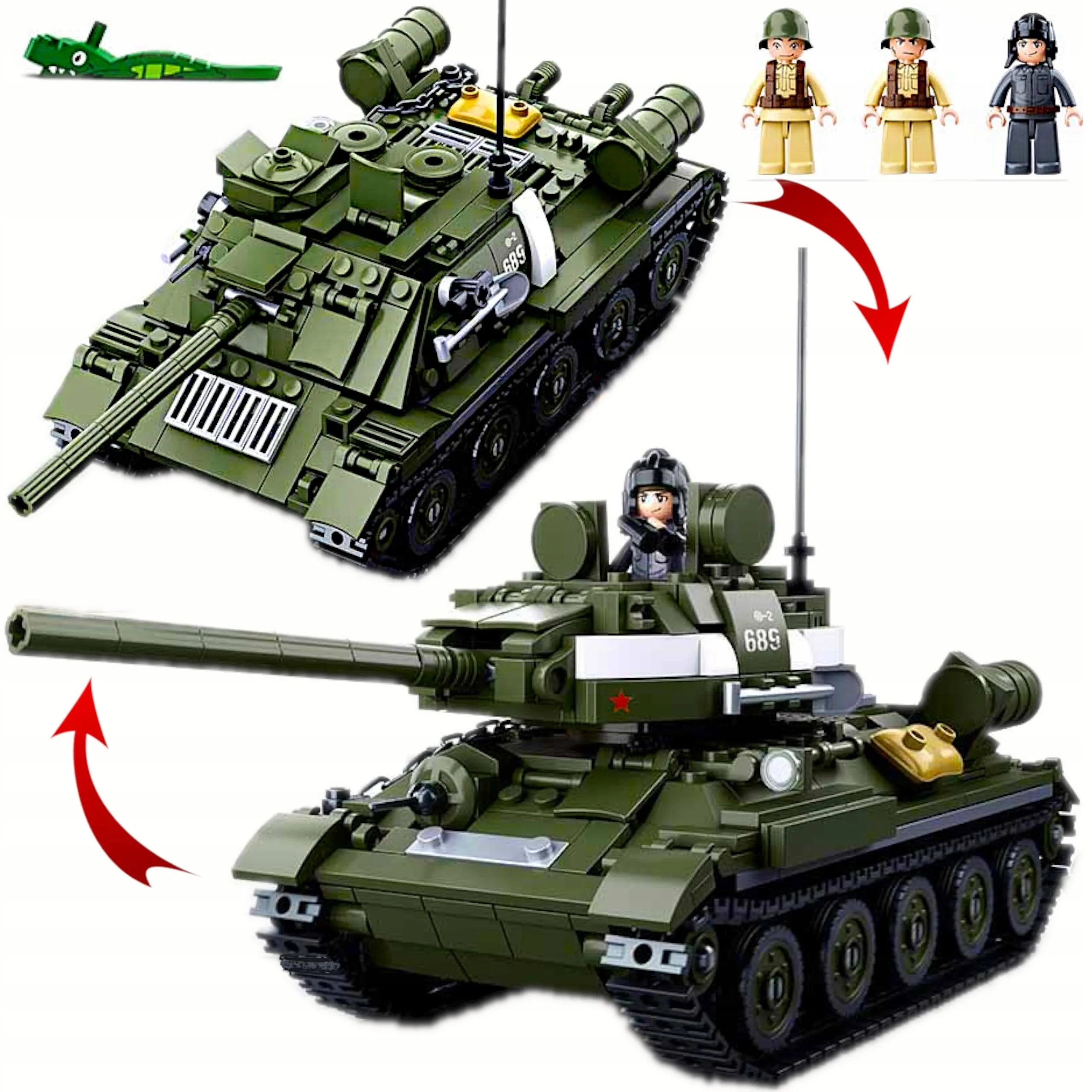 Klocki Wojsko Czołg T-34 Rudy 102 Armia+LEGO Broń