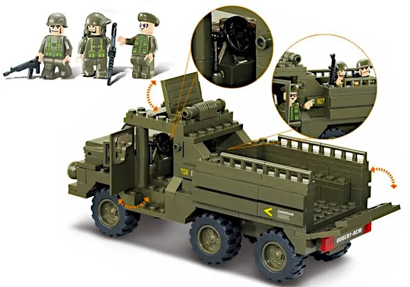 LEGO Klocki Wojsko Ciężarówka Transportowa Wojska, Armia+4 Figurki