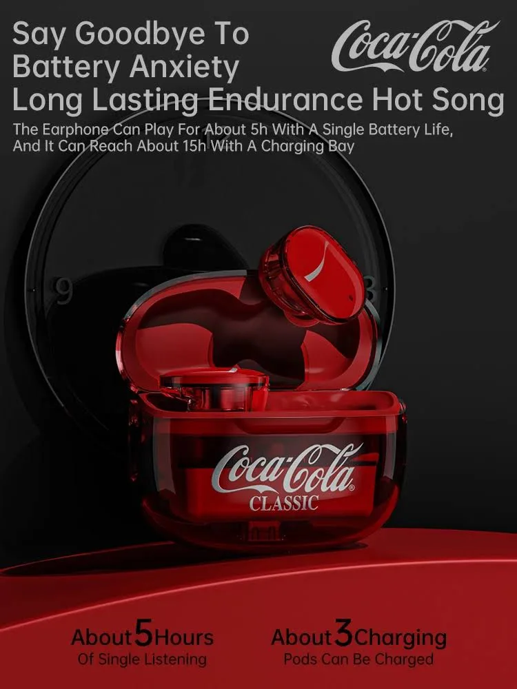Bezprzewodowe słuchawki Coca-Cola Bluetooth 5.4 z redukcją szumów Air Pods zestaw słuchawkowy z