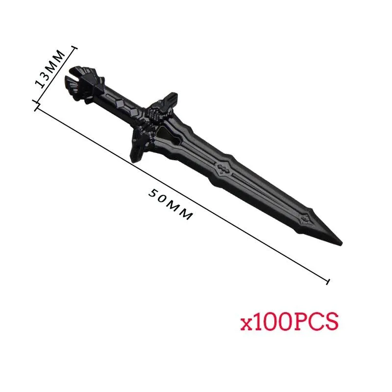 100 sztuk MOC średniowieczne rycerze broń rzym Warriors Elf Soldiers miecz klocki DIY akcesoria