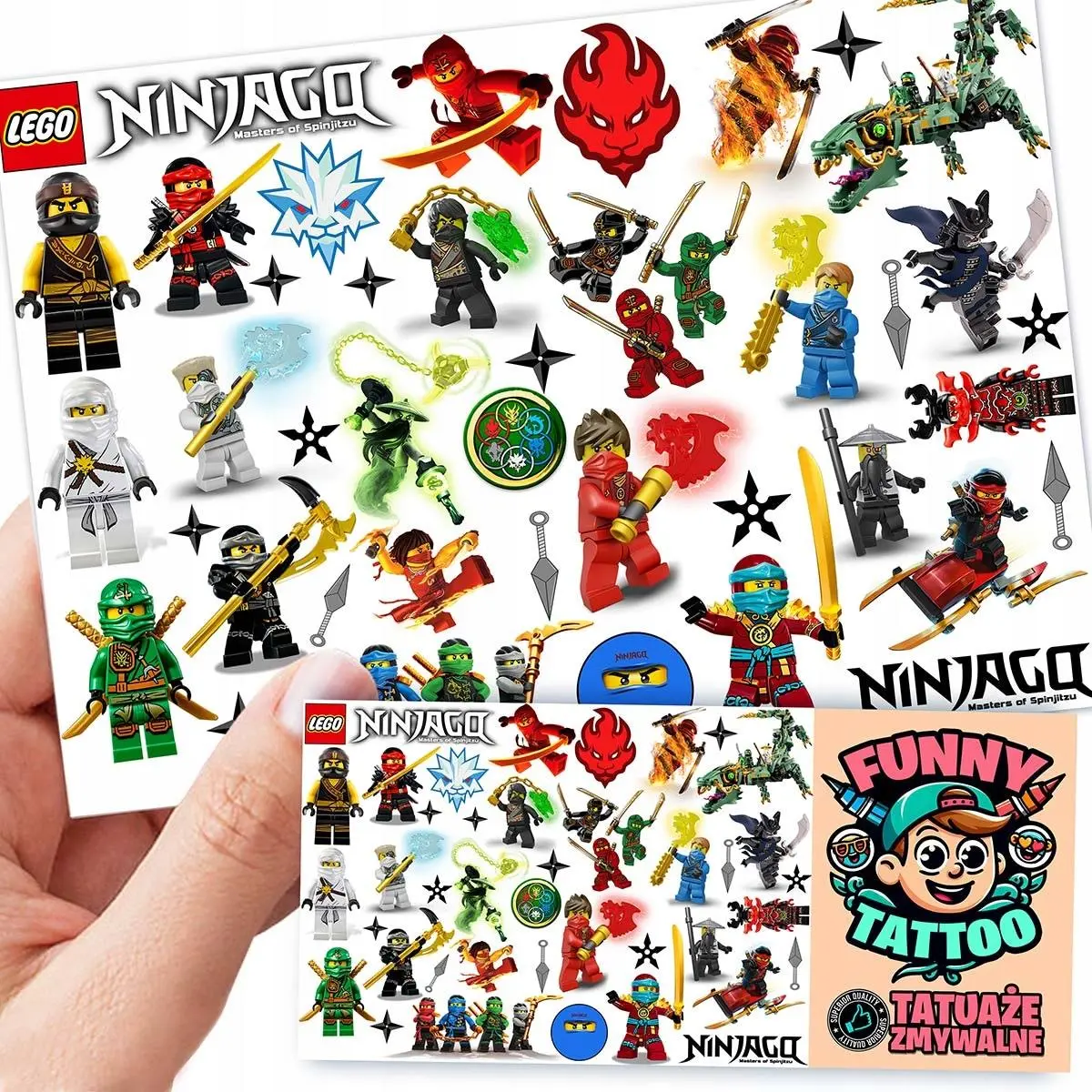 Tatuaże Zmywalne Dla Dzieci Lego Ninjago Wzory Oryginalne