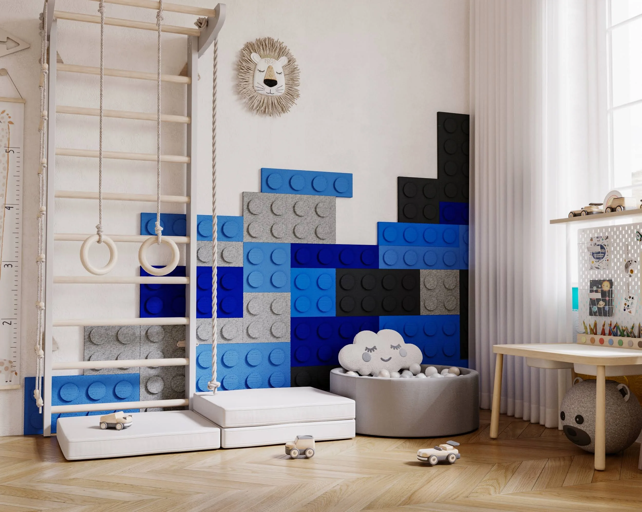 Filcowe klocki na ścianę panele klocki na ścianę panele Lego 30x30