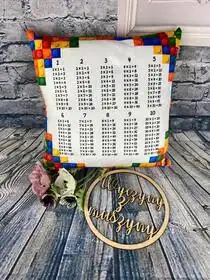 Poduszka tabliczka mnożenia lego + butelkowa zieleń