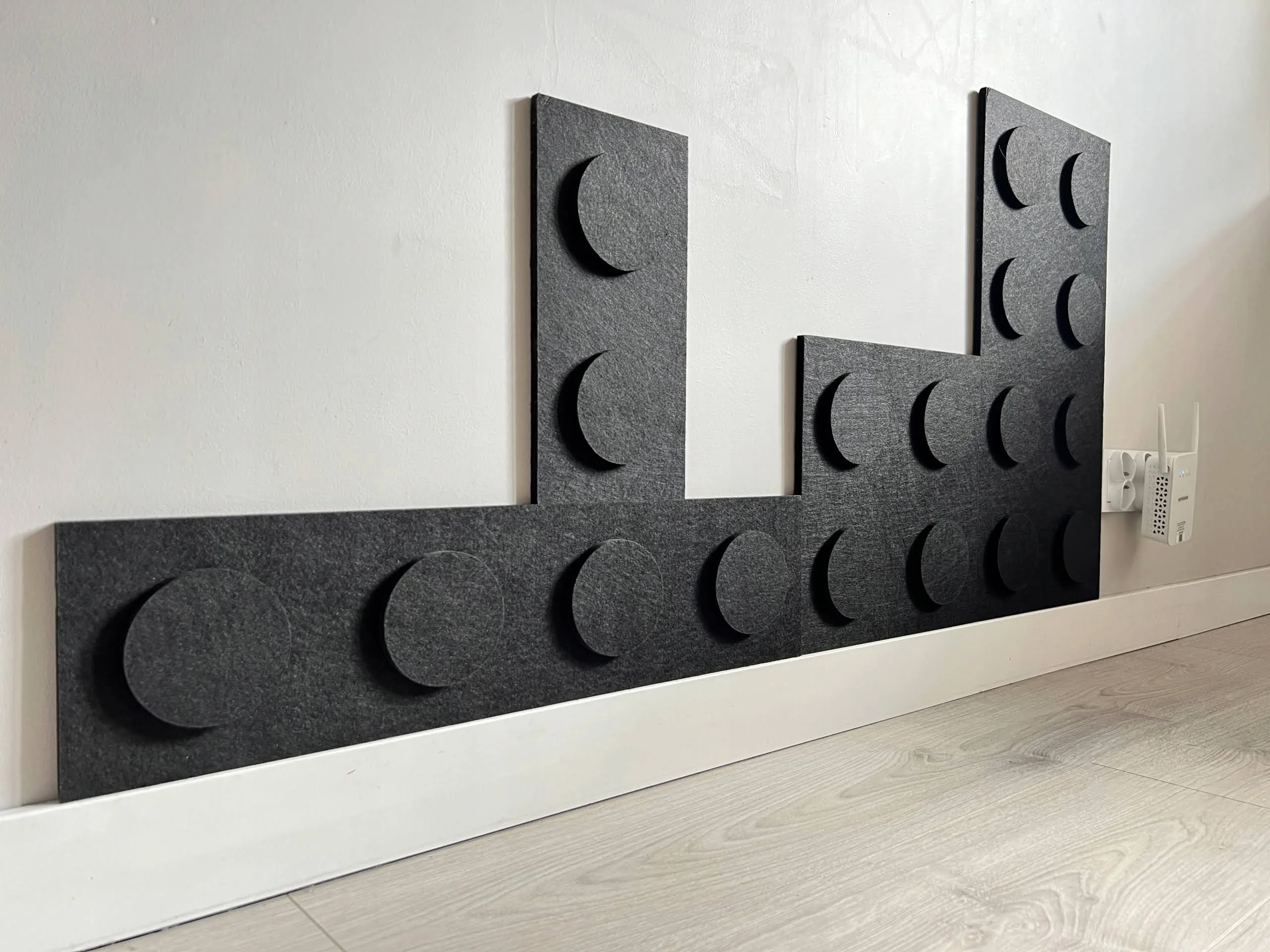 panele klocki na ścianę, filcowe panele ścienne 15x30 różowy